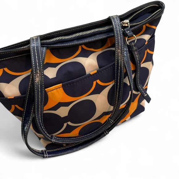 Coach Navy Orange signature stripe line bag, authentic & vintage. F23908 - Picture 4 of 8